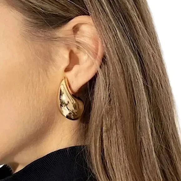 Gold Plated Water Drop Earrings - Picture 3 of 10